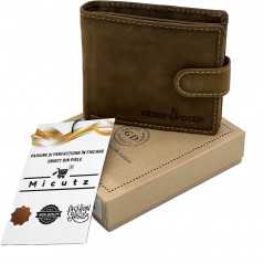Portofel barbati din piele naturala handmade Maro, 12x10x2 cm, Protectie RFID