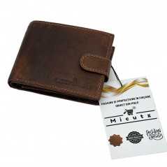Portofel Maro Caramiziu din Piele Naturala pentru Barbati, 12x10x 2cm
