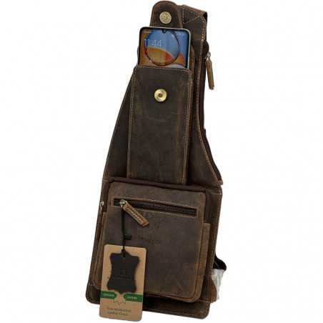 Geanta Crossbody Barbati Hunter Premium din Piele Naturala Maro: 46x19x 4cm