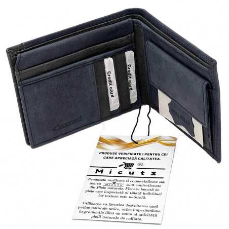 Portofel Barbati din Piele Naturala Bleumarin: 12x9,5x2 cm