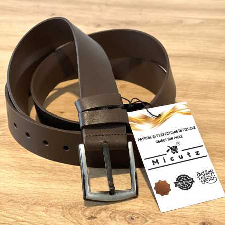 Curea Barbati Marimi mari: 140 cm -170 cm, Piele Naturala, Latime 4,2 cm, Maro Inchis