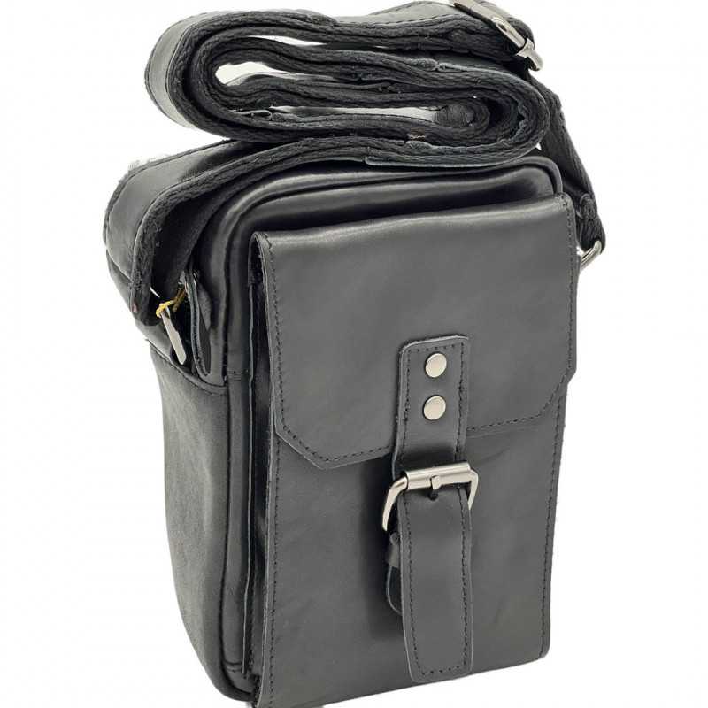 Borseta barbati, piele naturala Neagra, Curea de Umar din Piele Reglabila, 20x12x7 cm Borseta barbati, piele naturala Neagra, Curea de Umar din Piele Reglabila, 20x12x7 cm