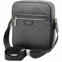 Borseta Barbateasca de Umar David Jones, 20x22x7 cm, Culoare Gri, Piele Ecologica, Impermeabila