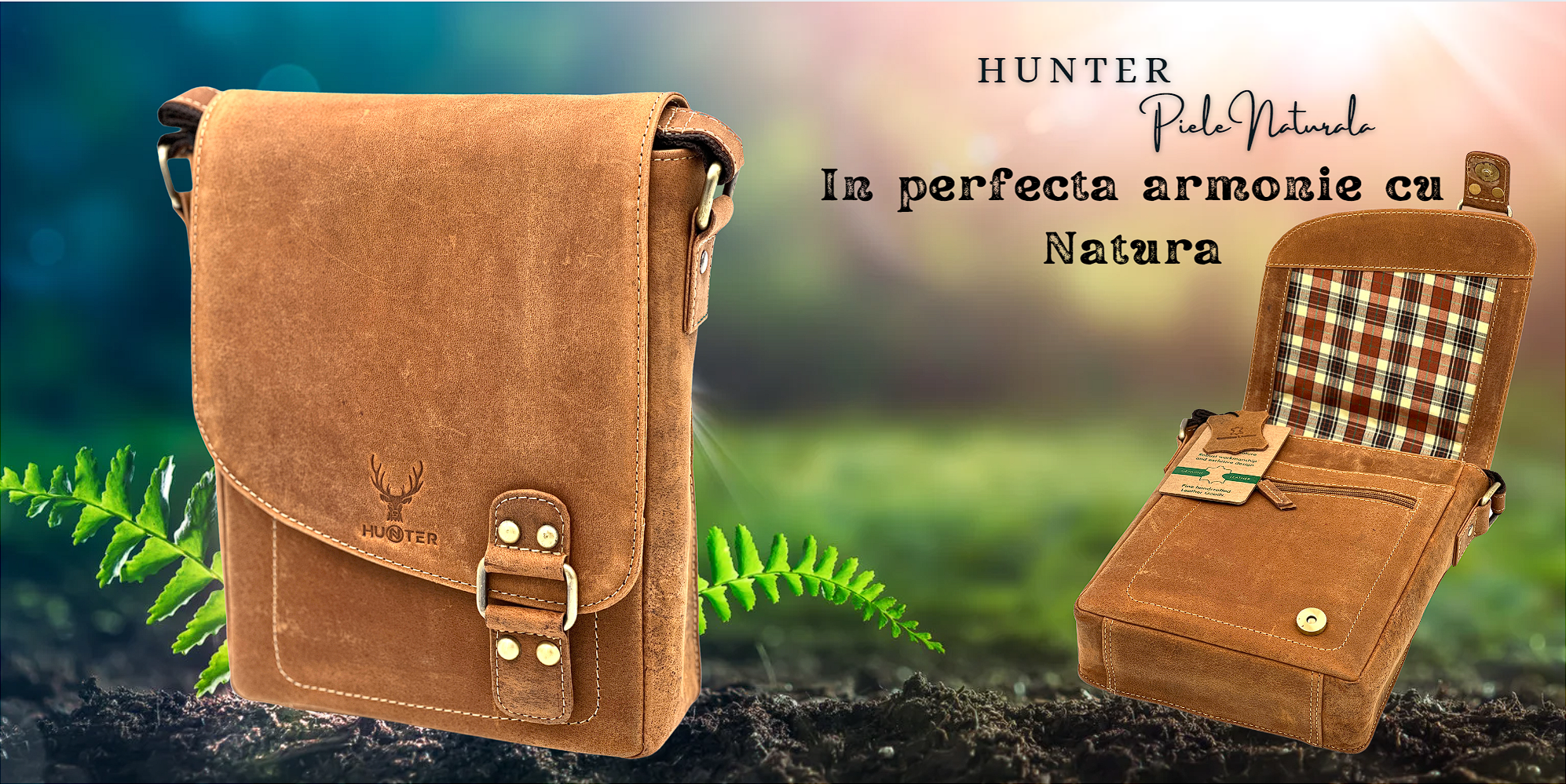 borseta piele maro deschis Hunter