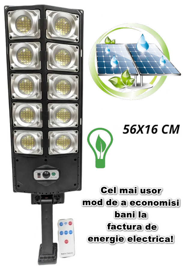 Lampa solara stradala 60W 2-1 cu telecomanda si senzor de miscare